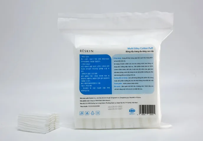 Combo 2 túi bông tẩy trang cotton 3 lớp 180 miếng Reskin - Bông mềm, không xơ, an toàn cho mọi loại da, dễ dàng tẩy trang