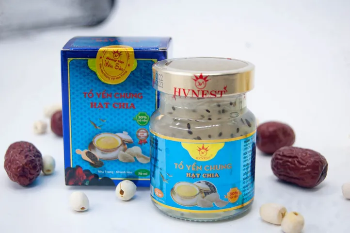 Combo 6 Hũ Tổ Yến Chưng Hạt Chia HVNEST - Dinh Dưỡng Tốt Cho Tim Mạch, Tiêu Hóa, Sức Khỏe Trẻ Em và Người Lớn, 70ml mỗi hũ