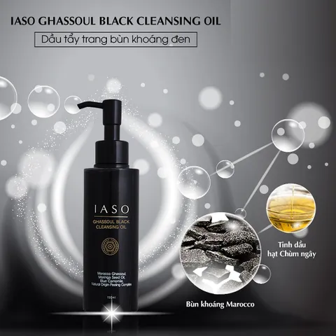 Dầu Tẩy Trang Bùn Khoáng Đen IASO Ghassoul - Làm Sạch Da Ngay Lập Tức, Se Khít Lỗ Chân Lông, Dành Cho Mọi Loại Da 150ml