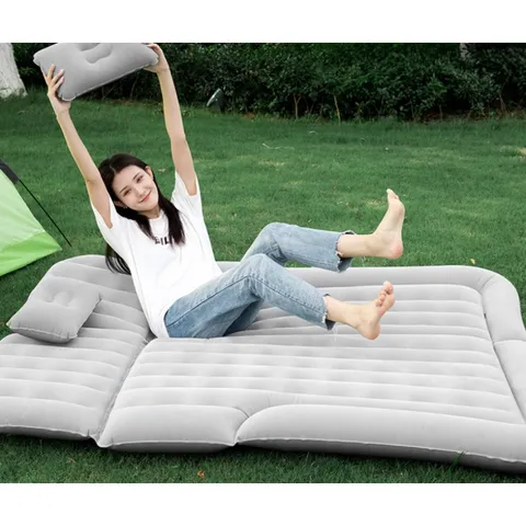 Đệm Hơi Ô Tô Gấp Gọn Vải Nhung Cao Cấp - Đệm Cắm Trại Dã Ngoại, Nghỉ Ngơi Tiện Lợi, Tối Đa 300kg
