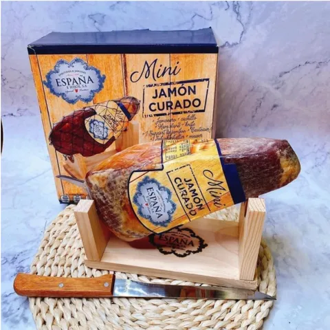 Đùi Heo Muối Mini Jamon Curado Espana - Hương Vị Thơm Ngon Đậm Đà, Món Ăn Truyền Thống Tây Ban Nha 1kg Hộp Sang Trọng