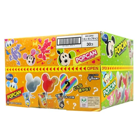 Hộp Kẹo Mút Popcan Mickey Glico - Kẹo Nhiều Màu Sắc Ngọt Ngào cho Trẻ Em, Hương Vị Thơm Ngon Disney