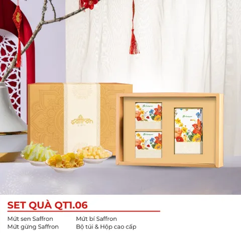 Hộp Quà Tết Mộc Hương Sơn QT1.06 - Mứt Thượng Hạng Mix Saffron Độc Quyền - Quà Tặng Ý Nghĩa Cho Ngày Tết