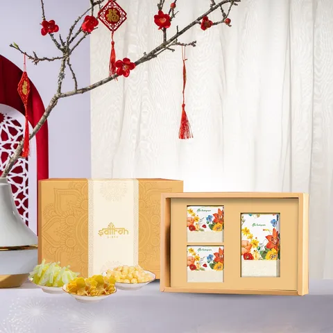Hộp Quà Tết Mộc Hương Sơn QT1.06 - Mứt Thượng Hạng Mix Saffron Độc Quyền - Quà Tặng Ý Nghĩa Cho Ngày Tết