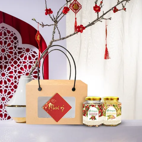 Hộp Quà Tết Saffron - Táo Đỏ Sấy Khô & Mứt Gừng Cao Cấp - Món Quà Sức Khỏe Ý Nghĩa Cho Ngày Tết