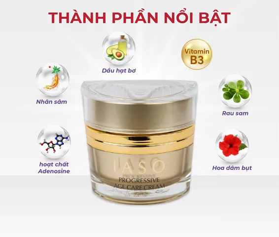 Kem Dưỡng Trẻ Hóa Da IASO Progressive Age Care Cream - Giảm Nếp Nhăn, Căng Mịn, Dành Cho Da Lão Hóa, 45g