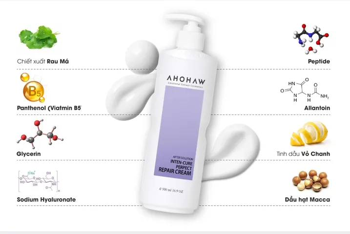 Kem Dưỡng Phục Hồi Da Ahohaw Inten-Cure Perfect Repair - 500ml, Chất Kết Cấu Mỏng Nhẹ, Dành Cho Da Nhạy Cảm, Cấp Nước Và Làm Dịu Da