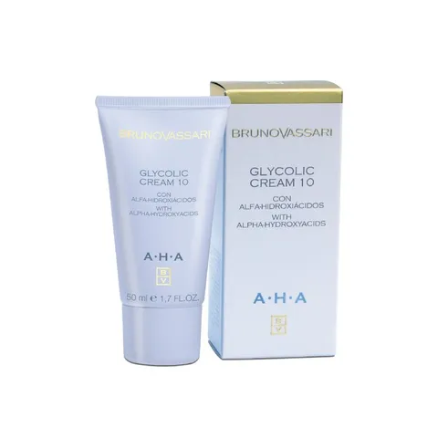 Kem Dưỡng Da Sáng Đều Màu Bruno Vassari AHA Glycolic Cream 10 - Chăm sóc da dầu, mờ thâm, dưỡng ẩm hiệu quả 50ml
