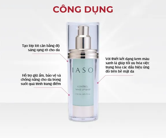 Kem Lót Chống Nắng IASO Control Make Up Base SPF20 - Dưỡng Ẩm, Trung Hòa Tông Màu Da, Phù Hợp Mọi Loại Da, 35ml
