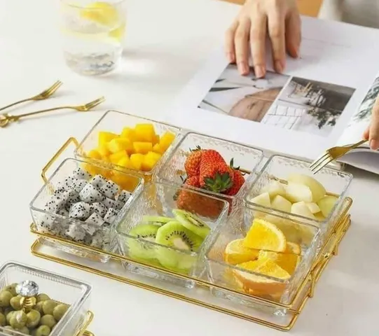 Khay Đựng Bánh Mứt Thủy Tinh Cao Cấp - Set 4/6 Hũ, Thiết Kế Hiện Đại, Chất Liệu Bền Bỉ - Trang Trí Bàn Tiệc Tết Thêm Sang Trọng