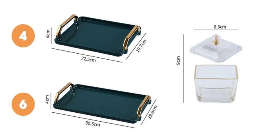 Khay Đựng Bánh Mứt Thủy Tinh Cao Cấp - Set 4/6 Hũ, Thiết Kế Hiện Đại, Chất Liệu Bền Bỉ - Trang Trí Bàn Tiệc Tết Thêm Sang Trọng