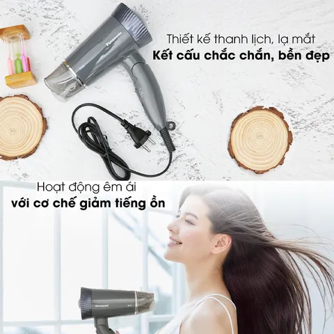 Máy sấy tóc Panasonic EH-ND57PH645 - Siêu êm, công suất 1500W, chế độ sấy mát, gấp gọn, tiện lợi cho du lịch và công tác