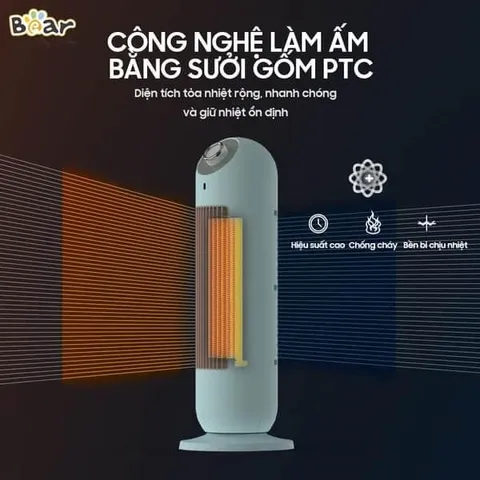 Máy Sưởi Gốm Bear DNQ-C20B1 2000W - Công Nghệ Sưởi PTC Hiện Đại, Yên Tĩnh, An Toàn Cho Mùa Đông ấm áp