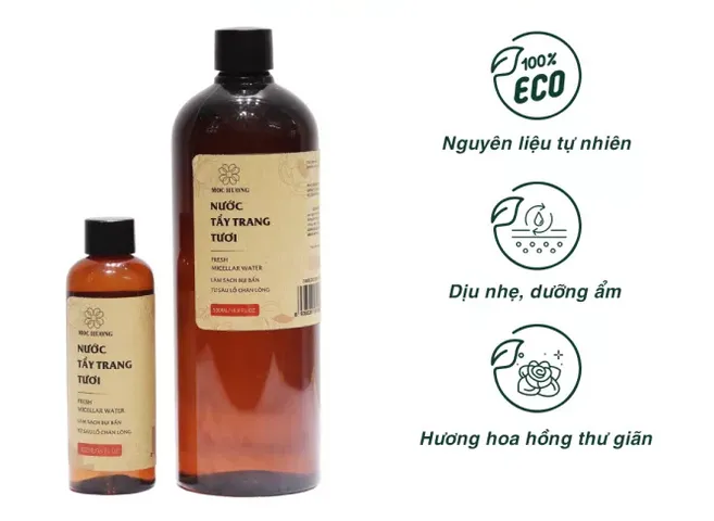 Nước Tẩy Trang Tươi Mộc Hương Fresh Micellar Water 100ml - Làm Sạch Sâu, Dịu Nhẹ Cho Mọi Loại Da, Chiết Xuất Hoa Hồng Tự Nhiên