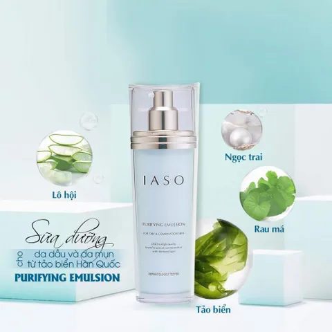 Sữa Dưỡng Kiềm Dầu IASO Purifying Emulsion 100ml - Hỗ Trợ Ngăn Ngừa Mụn, Giảm Viêm Sưng, Dưỡng Ẩm Cho Da Dầu, Da Hỗn Hợp