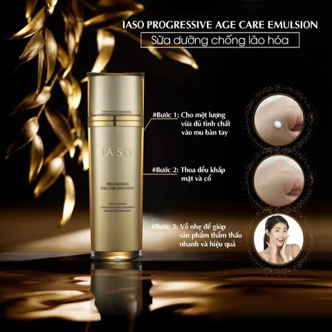 Sữa Dưỡng Trẻ Hóa Da IASO Progressive Age Care Emulsion - Serum Giúp Xóa Nếp Nhăn, Cải Thiện Độ Ẩm, Làn Da Sáng Mịn 100ml