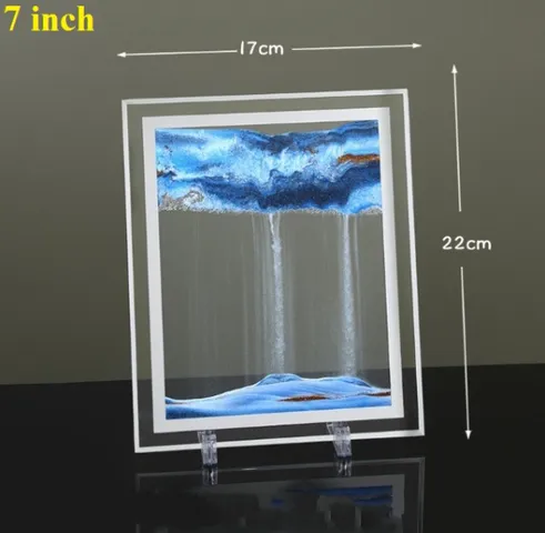 Tranh Cát Chảy 3D Để Bàn Trang Trí Khung Chữ Nhật - Nghệ Thuật Thư Giãn Sống Động, Chất Liệu Thủy Tinh và Acrylic