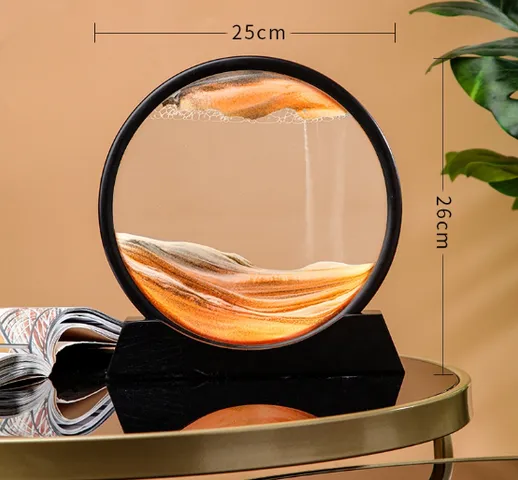 Tranh cát chảy 3D khung tròn để bàn - Nghệ thuật trang trí sống động giảm căng thẳng cho không gian làm việc và phòng khách