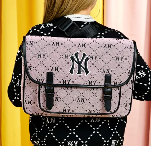 Túi Xách Trẻ Em MLB Diamond Monogram Jacquard NY Yankees Hồng - Balo Tiện Lợi Đi Học, Chơi, Phong Cách Thời Trang Nam Nữ