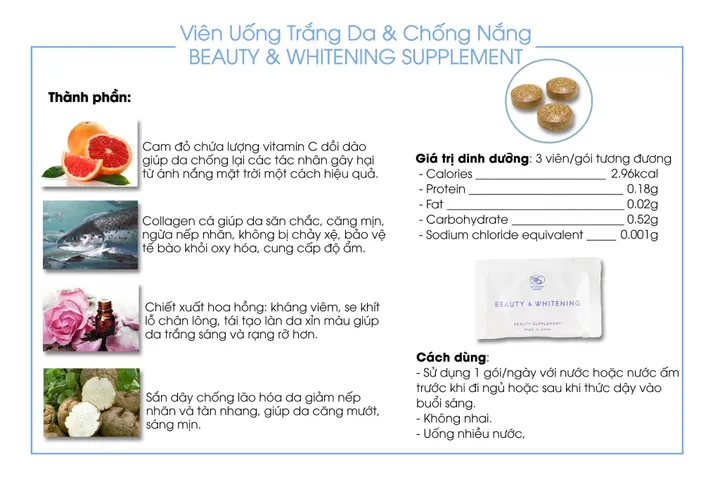 Viên Uống Chống Nắng Trắng Da Shiratori Beauty & Whitening - Chiết Xuất Cam Đỏ, Tăng Cường Vitamin C, Bảo Vệ Da Khỏi Tia UV