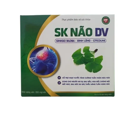 Viên Uống Bổ Não SK Não DV Dược Vương - Hỗ Trợ Tăng Cường Tuần Hoàn Máu Não, Giảm Đau Đầu, Mệt Mỏi - 10 Vỉ x 10 Viên