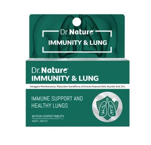 Viên uống bổ phổi Dr. Nature Immunity & Lung 60 viên - Tăng cường miễn dịch, hỗ trợ sức khỏe phổi tự nhiên, không chất bảo quản