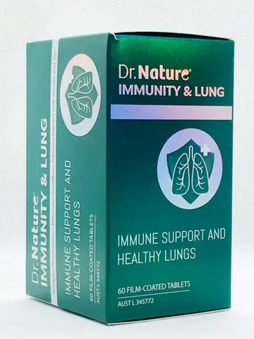 Viên uống bổ phổi Dr. Nature Immunity & Lung 60 viên - Tăng cường miễn dịch, hỗ trợ sức khỏe phổi tự nhiên, không chất bảo quản