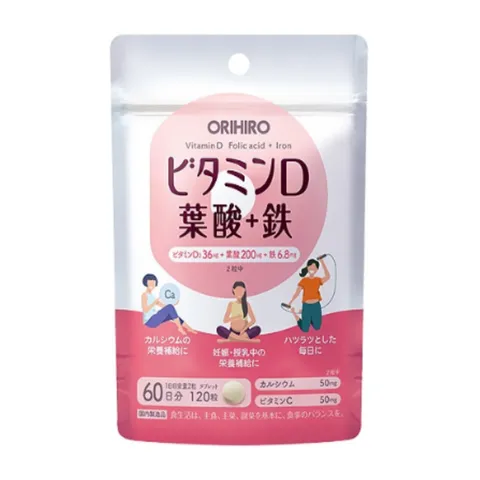 Viên Uống Bổ Sung Vitamin D, Axit Folic, Sắt Orihiro - Hỗ Trợ Sức Khỏe Mẹ Bầu, Tăng Cường Dinh Dưỡng Thai Kỳ