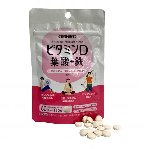 Viên Uống Bổ Sung Vitamin D, Axit Folic, Sắt Orihiro - Hỗ Trợ Sức Khỏe Mẹ Bầu, Tăng Cường Dinh Dưỡng Thai Kỳ