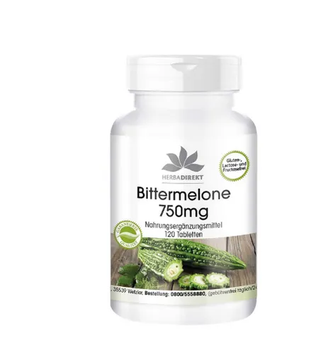 Viên uống giảm cân Warnke Bittermelone 750mg - Hỗ trợ giảm mỡ thừa, kiểm soát đường huyết, Vegan, 120 viên