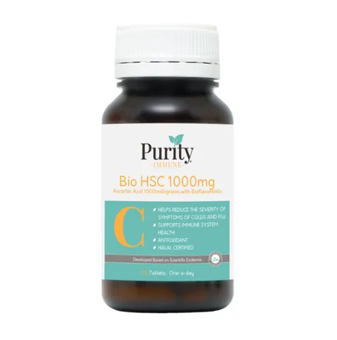 Viên uống hỗ trợ miễn dịch Purity Immune Bio HSC 1000mg - Bổ sung Vitamin C hữu cơ sinh học, tăng cường sức đề kháng và bảo vệ sức khỏe
