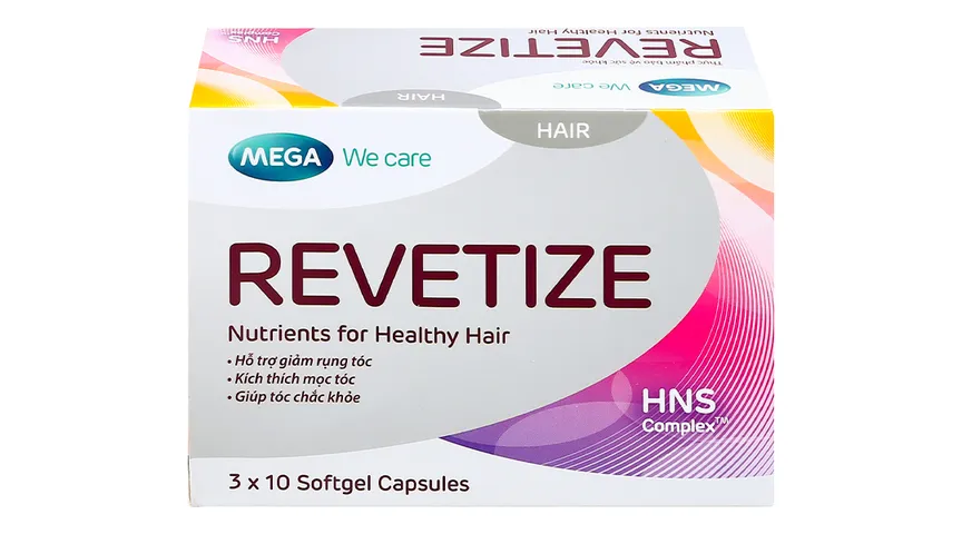 Viên uống Mega We Care Revetize HNS Complex - Giải pháp giảm rụng tóc, kích thích mọc tóc chắc khỏe - Hộp 30 viên bổ sung dưỡng chất