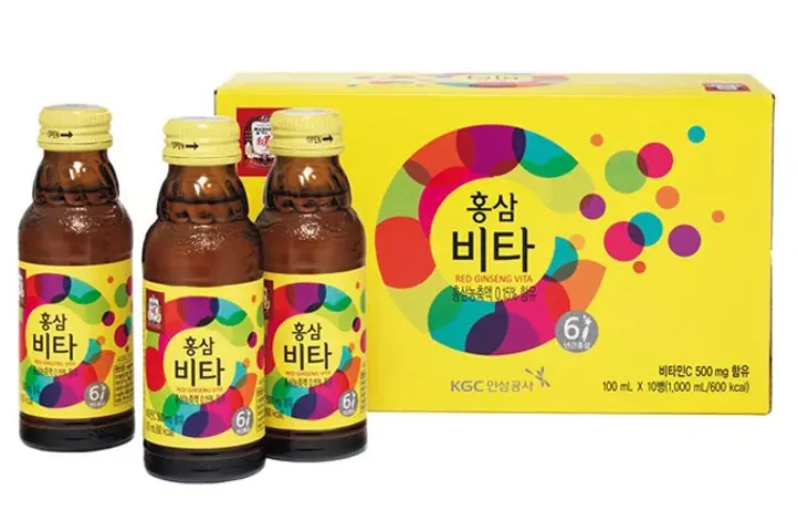Nước Uống Hồng Sâm Vitamin C KGC Red Ginseng Vita - Nước Bổ Sung Sức Khỏe Từ Hồng Sâm 6 Năm Tuổi, Hỗ Trợ Làm Đẹp Da 100ml x10 Chai