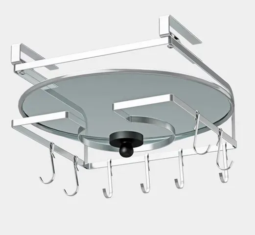 Giá treo đa năng gắn tủ bếp Hobby Home Decor NVTT - Chất liệu inox bền, tiết kiệm không gian với 8 móc treo đa dụng