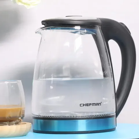 Ấm Siêu Tốc Thủy Tinh Chefman CM-736T - Dung Tích 2 Lít, Công Suất 1500W, Thiết Kế Cao Cấp, Đun Nước Nhanh Chóng, Tiện Lợi Sử Dụng