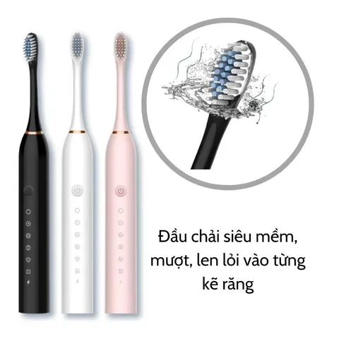 Bàn Chải Điện Jiashi BCD01-ZD-X3 - 6 Chế Độ Đánh Răng Kèm 4 Đầu Thay Thế, Chống Nước IPX7, Giúp Làm Sạch Răng Hiệu Quả