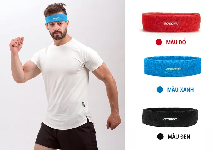 Băng Đô Thể Thao GoodFit GF802SB - Chất liệu Siêu Mềm, Thấm Hút Mồ Hôi Tối Ưu, Thiết Kế Unisex, Màu Đỏ, Xanh, Đen