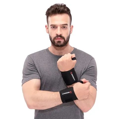 Băng quấn cổ tay tập gym Goodfit GF301W màu đen - Hỗ trợ tăng lực, giảm chấn thương cho người tập thể hình, dụng cụ thể thao chất lượng.