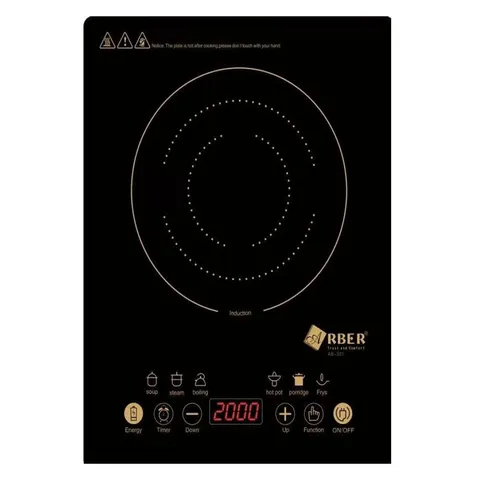 Bếp điện từ đơn Arber AB301 - Công suất 2200W, Mặt kính Ceramic chống trầy xước, Hẹn giờ và Khóa trẻ em, Dễ sử dụng cho mọi gia đình