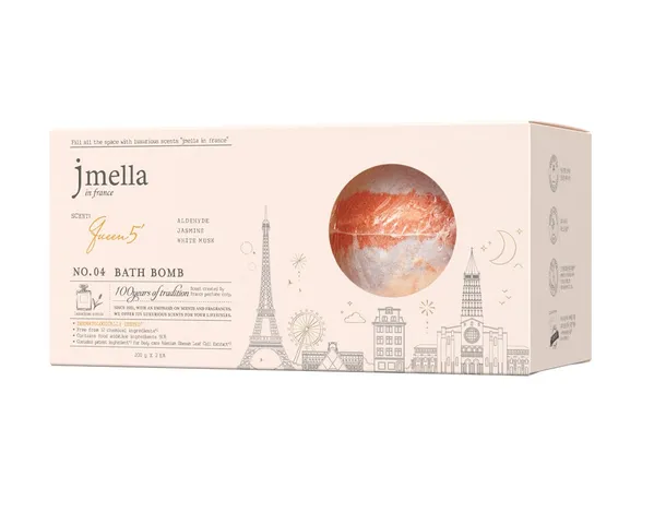 Bom tắm Jmella No.4 Queen 5 - Hương hoa cỏ và Aldehyde, Thư giãn, Giúp da mềm mại - Bộ 200g x 2 viên