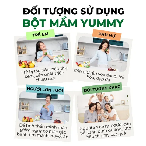 Bột Mầm Lúa Mạch Trái Cây Yummy - Hộp 20 Gói Hỗ Trợ Tăng Sức Đề Kháng Cho Bé Và Gia Đình, Dinh Dưỡng Cao, Dễ Uống
