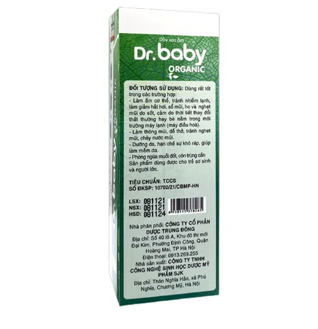 Dầu Xoa Ấm Cho Bé Đa Năng Dr.Baby Organic - Giúp Giảm Ho, Thoáng Đường Thở, An Toàn Cho Trẻ Sơ Sinh 75ml