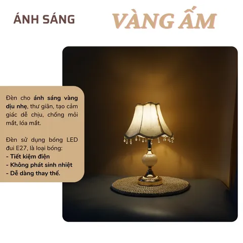 Đèn Ngủ Huta Light For Life CD1 - Đèn Bàn Sang Trọng Bằng Thép và Sứ, Tiết Kiệm Điện, Trang Trí Nội Thất Thông Minh