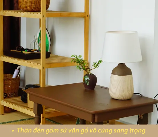 Đèn Ngủ Để Bàn Gốm Sứ Vân Gỗ Huta Light For Life S11 - Đèn Chiếu Sáng Trang Trí Sang Trọng, Tiết Kiệm Điện, Dễ Dàng Thay Thế Bóng E27