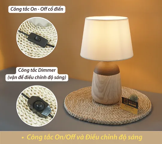 Đèn Ngủ Để Bàn Gốm Sứ Vân Gỗ Huta Light For Life S11 - Đèn Chiếu Sáng Trang Trí Sang Trọng, Tiết Kiệm Điện, Dễ Dàng Thay Thế Bóng E27
