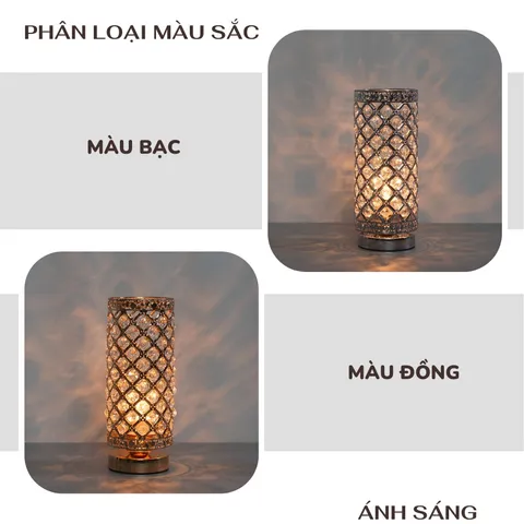 Đèn Ngủ Pha Lê Để Bàn Huta Light For Life PL1 - Sang Trọng, Kim Loại Chống Gỉ, Ánh Sáng Vàng Ấm, Thích Hợp Cho Mọi Không Gian