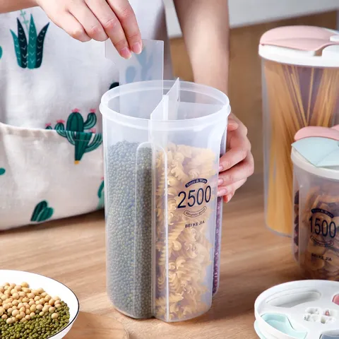 Hộp bảo quản thực phẩm trong suốt Jiashi nhựa PP 2500ml - Thiết kế nhiều ngăn tiết kiệm không gian tủ bếp, an toàn cho sức khỏe