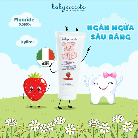Kem Đánh Răng Babycoccole Hỗ Trợ Ngăn Ngừa Sâu Răng Cho Bé 12M+ - Hương Trái Cây Ngọt Ngào, An Toàn Khi Nuốt