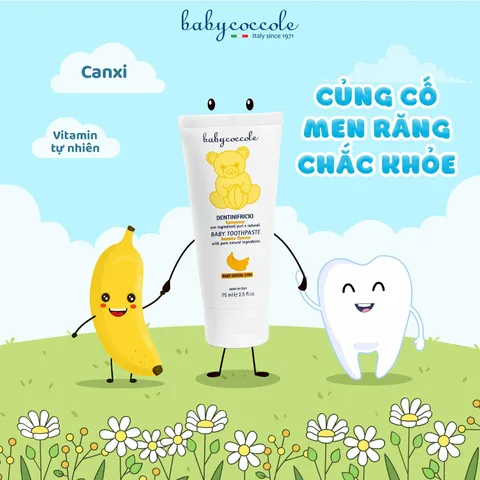 Kem Đánh Răng Babycoccole Hỗ Trợ Ngăn Ngừa Sâu Răng Cho Bé 12M+ - Hương Trái Cây Ngọt Ngào, An Toàn Khi Nuốt