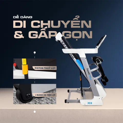 Máy Chạy Bộ Zasami KZ-C2205M - Động Cơ 3HP, Tập Đa Dạng, Hệ Thống Giảm Chấn, Khung Chắc Chắn, Hỗ Trợ 130kg, Tùy Chỉnh Bài Tập
